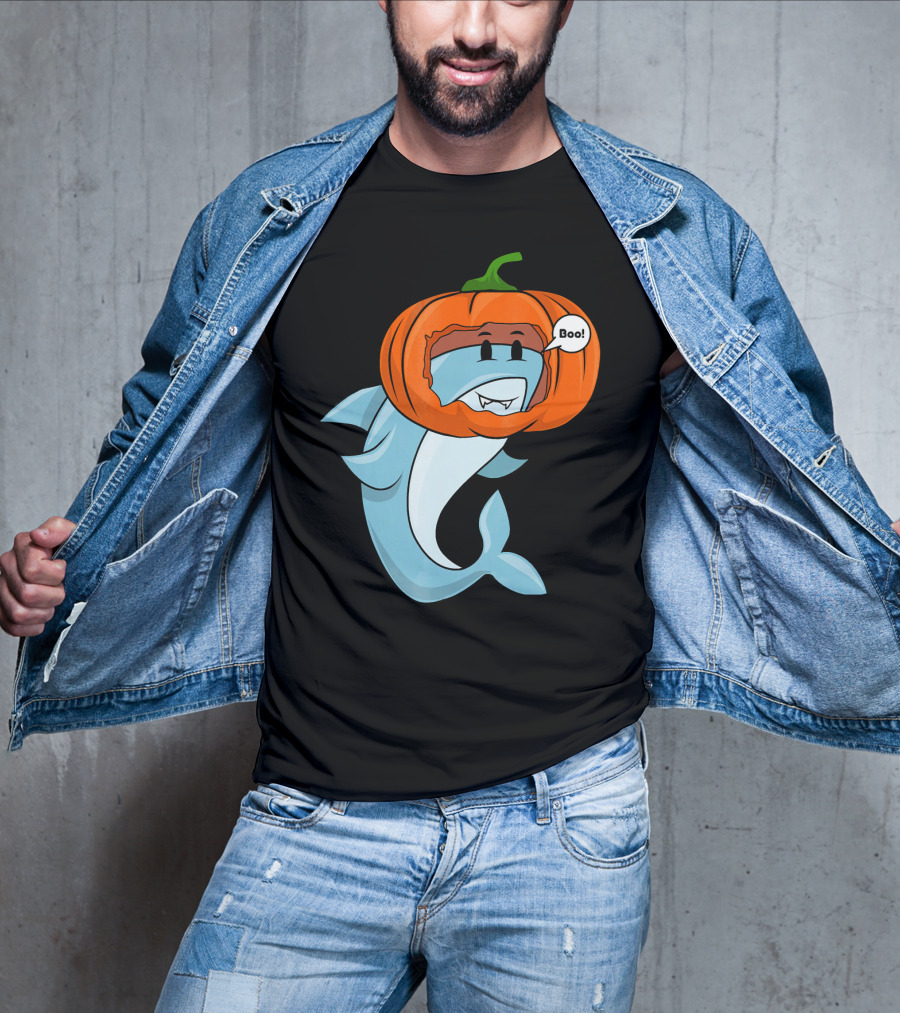 Halloween Boo Pumpkin Shark T-Shirt