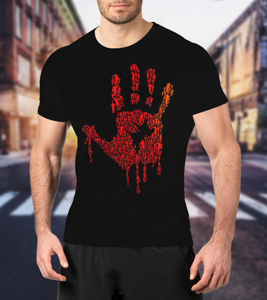 Horror Zombie Handprint Blood Red Palm T-Shirt