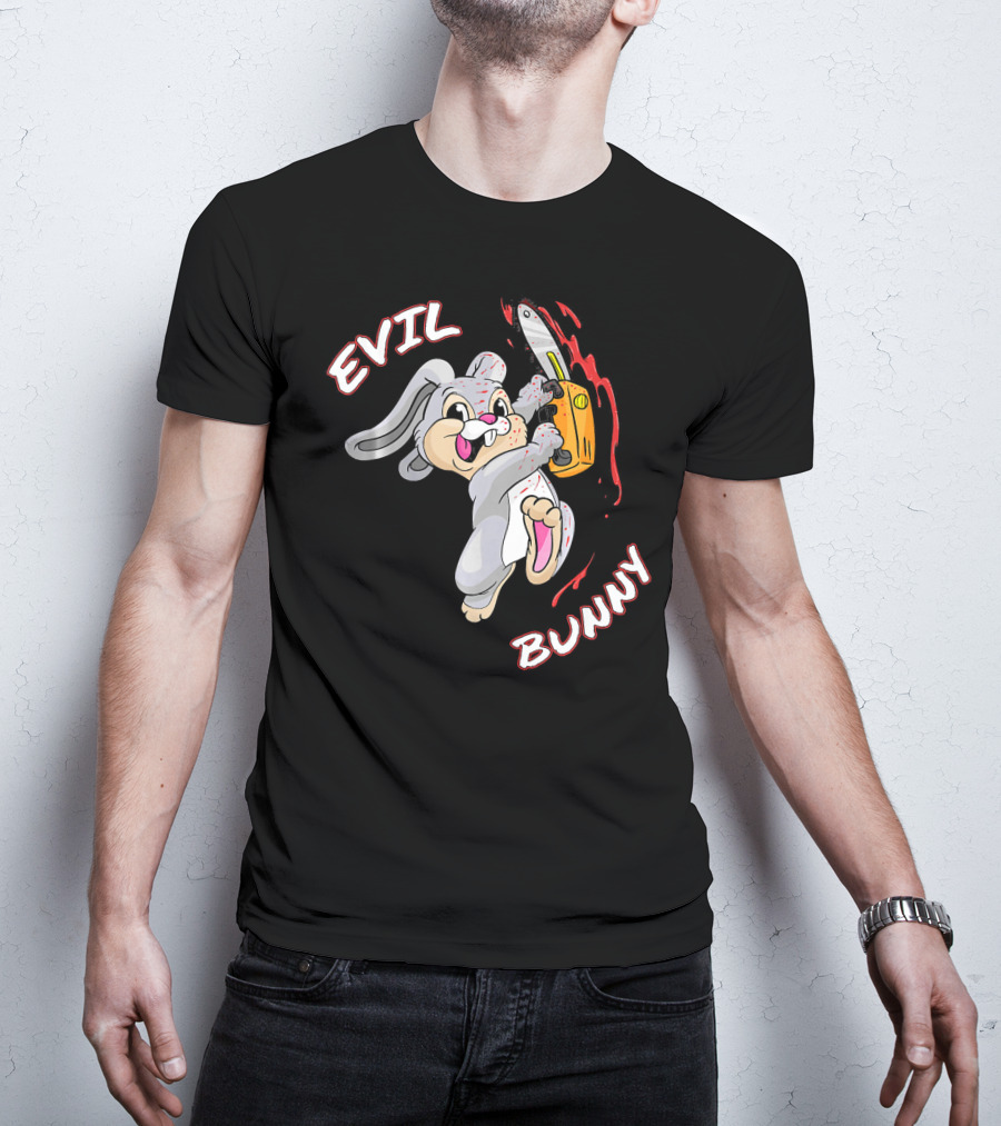 Evil Bunny Halloween Funny Bad Rab Chainsaw T-Shirt
