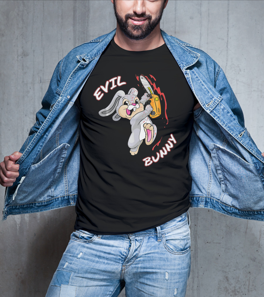 Evil Bunny Halloween Funny Bad Rab Chainsaw T-Shirt