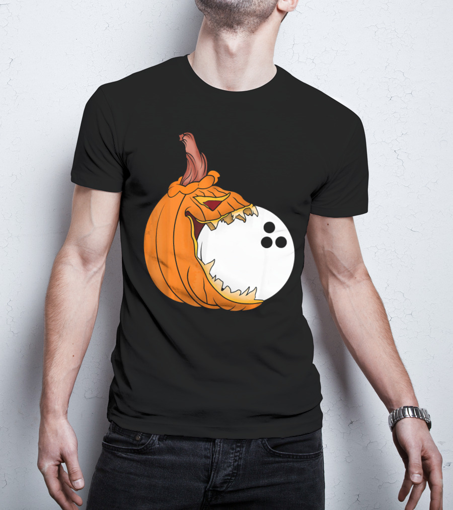 Pumpkin Carving Eating Bowling Ball Halloween Fun T-Shirt