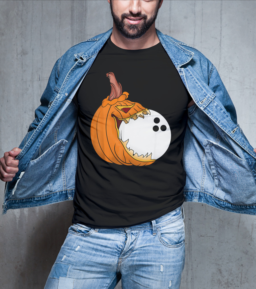 Pumpkin Carving Eating Bowling Ball Halloween Fun T-Shirt
