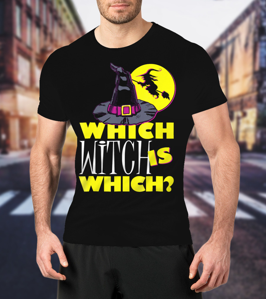 Which Witch Is Which Halloween Funny Witch Hat And Flying Witch T-Shirt