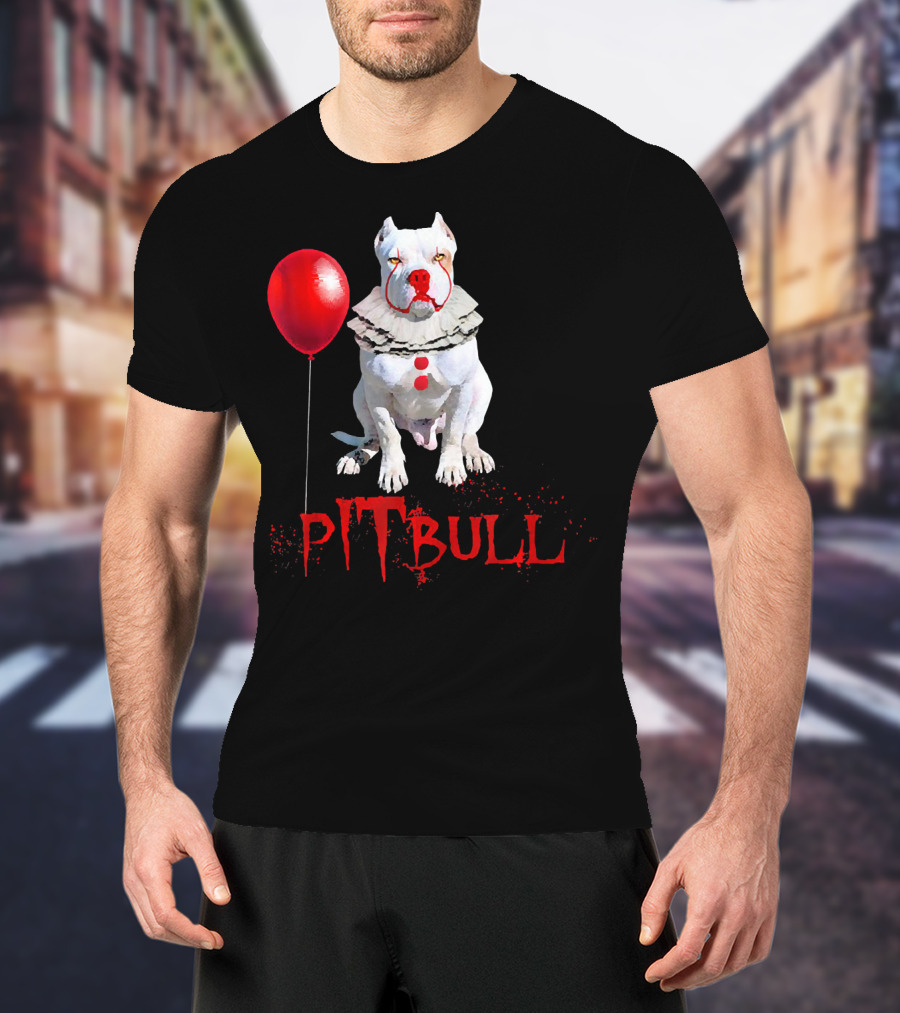 Pitbull IT Clown Balloon Halloween Day Horror T-Shirt