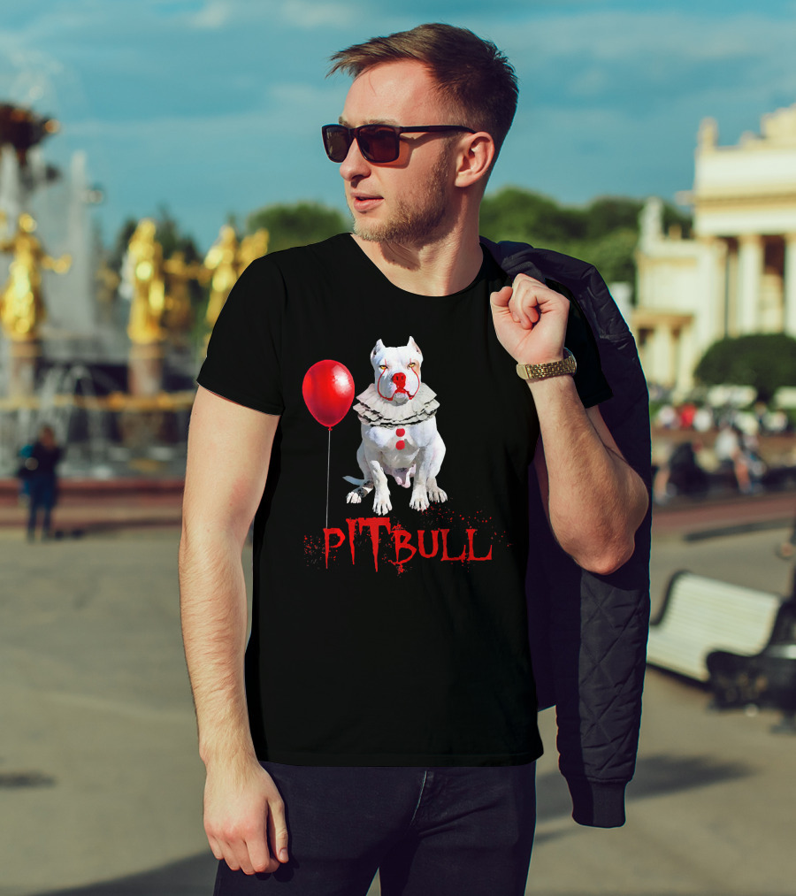 Pitbull IT Clown Balloon Halloween Day Horror T-Shirt