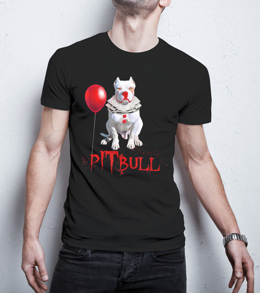 Pitbull IT Clown Balloon Halloween Day Horror T-Shirt