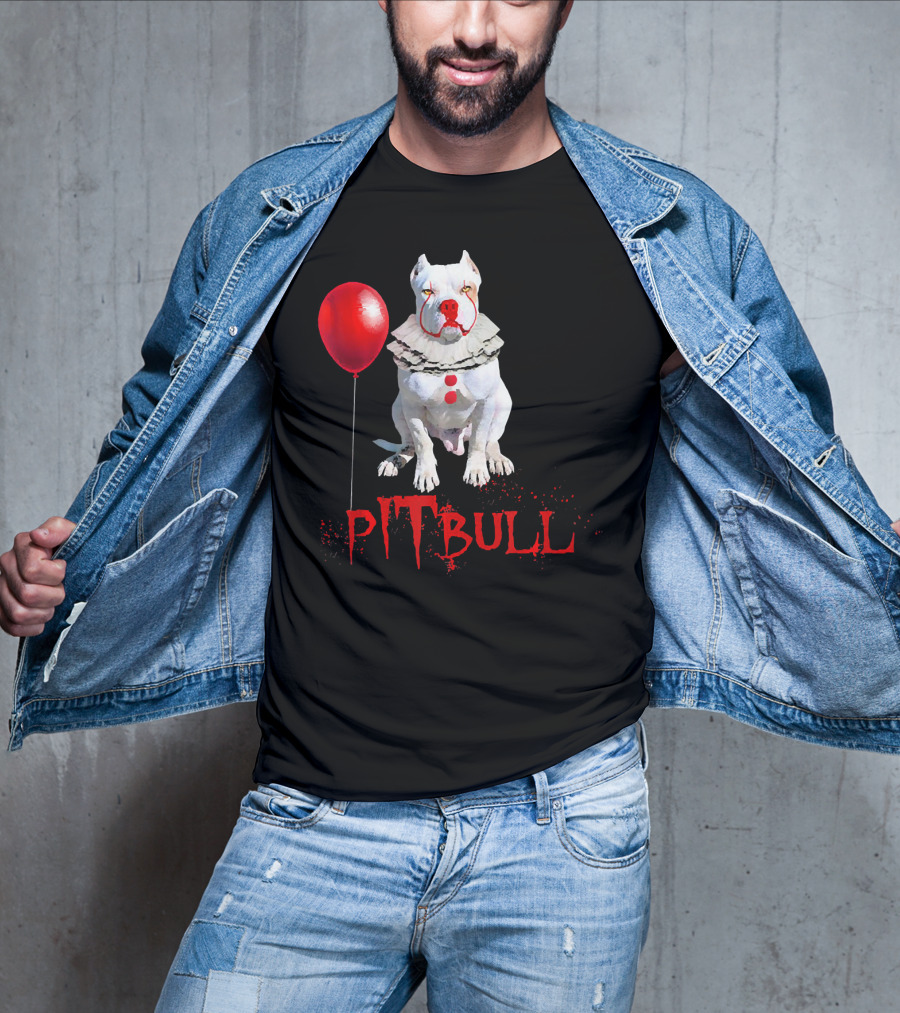 Pitbull IT Clown Balloon Halloween Day Horror T-Shirt