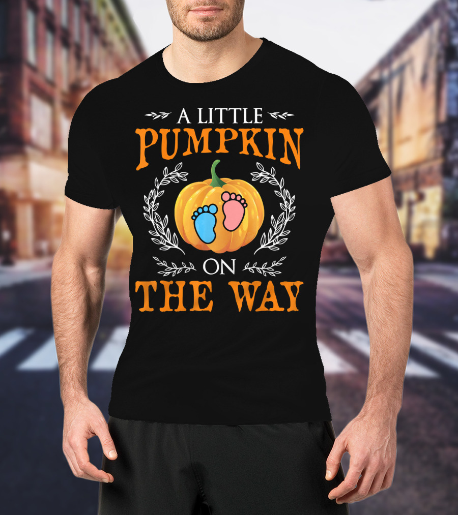 A Little Pumpkin On The Way With Footprints And Leaves T-Shirt