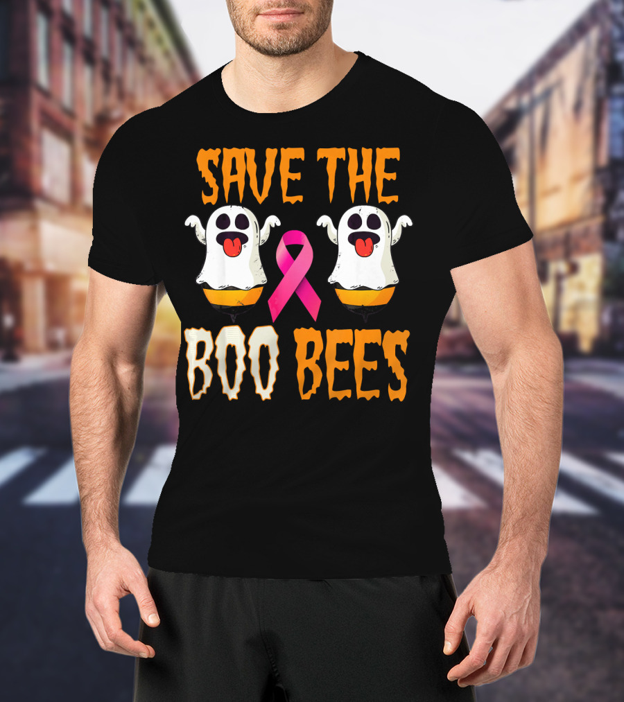 Save The Boo Bees Breast Cancer Awareness Pink Ghosts T-Shirt