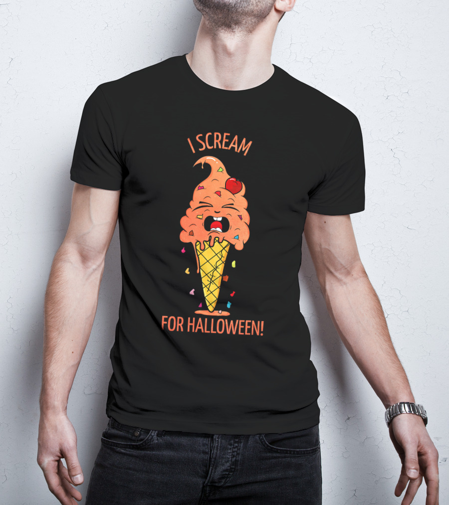 I Scream For Halloween Ice Cream Cone Monster Fun T-Shirt