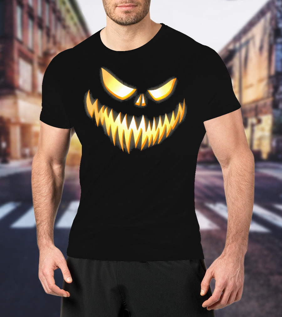 Scary Pumpkin Jack-O'-Lantern Face T-Shirt