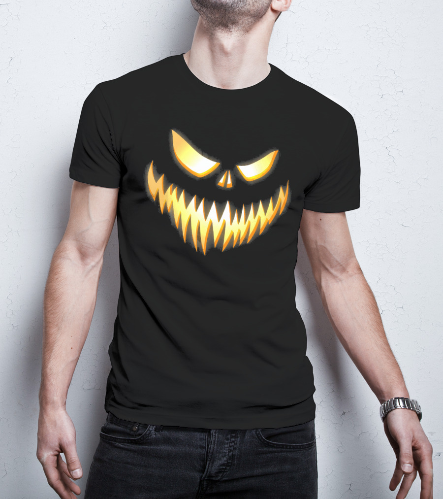Scary Pumpkin Jack-O'-Lantern Face T-Shirt