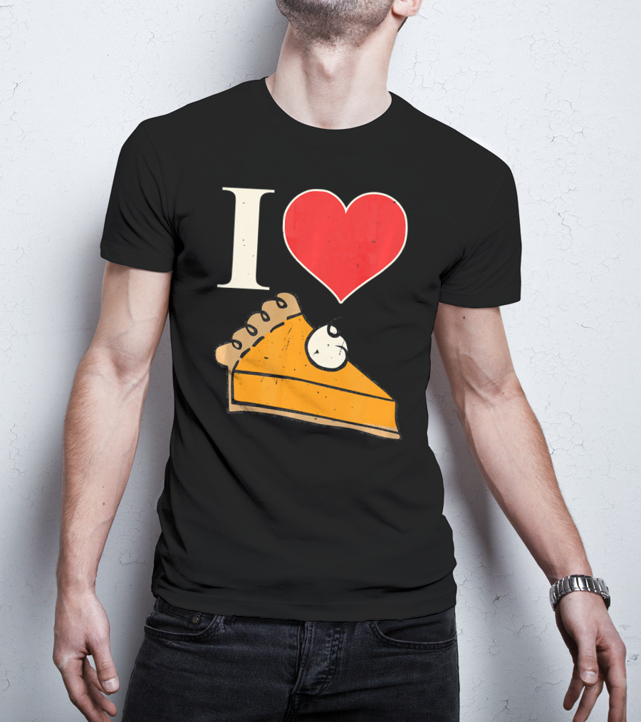 I Love Pumpkin Pie Heart Slice Funny Holiday T-Shirt