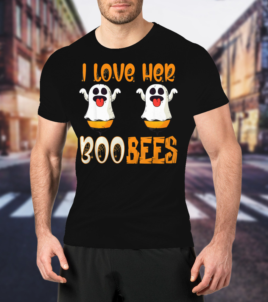 I Love Her Boo Bees Ghost Halloween Matching T-Shirt
