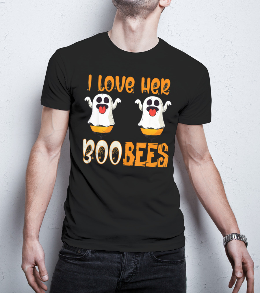 I Love Her Boo Bees Ghost Halloween Matching T-Shirt