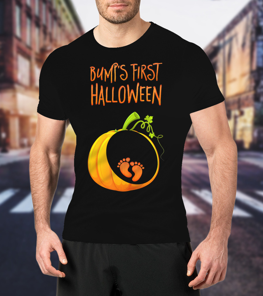 Bump's First Halloween Pumpkin Baby Feet T-Shirt