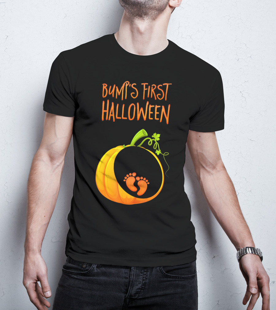 Bump's First Halloween Pumpkin Baby Feet T-Shirt