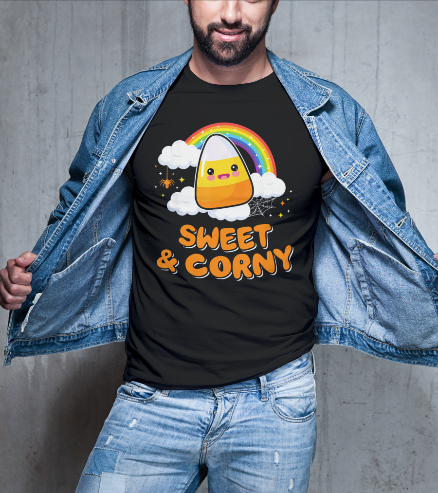 Sweet And Corny Cute Candy Corn Kawaii Halloween T-Shirt