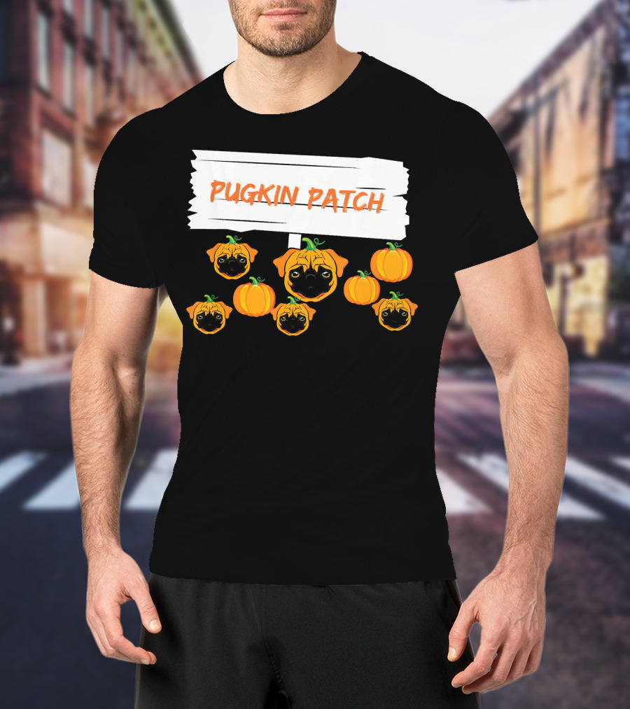 Pugkin Patch Halloween Pumpkin Pug Dog Lovers T-Shirt