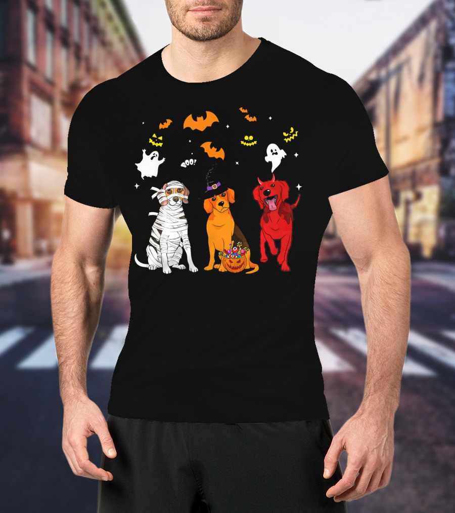 Halloween Beagle Dogs Mummy Witch Ghosts Bats T-Shirt