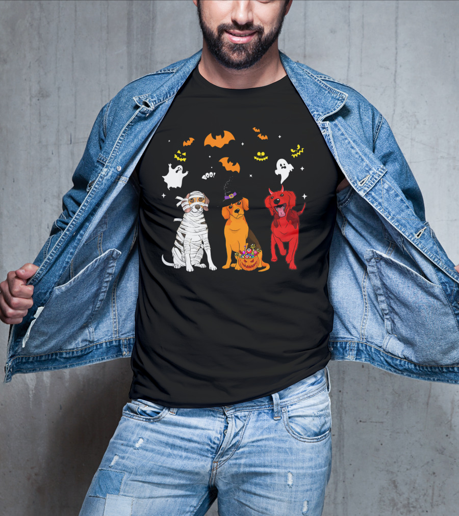 Halloween Beagle Dogs Mummy Witch Ghosts Bats T-Shirt