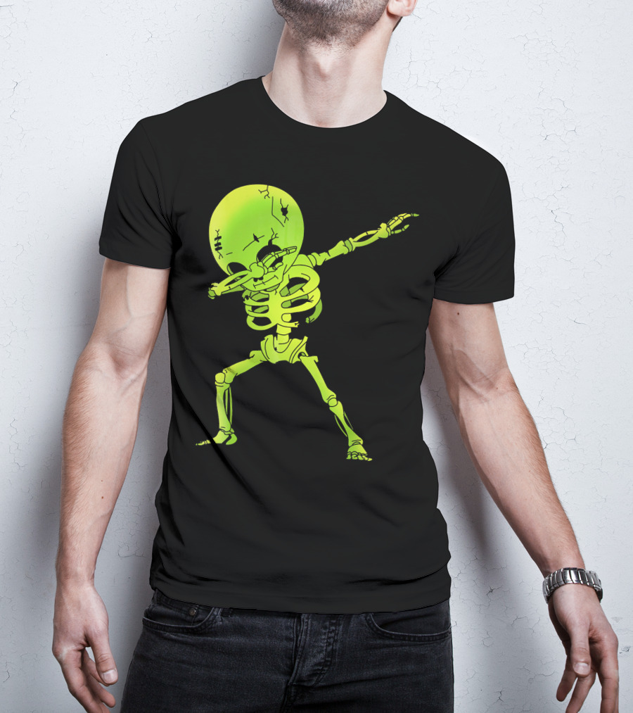 Skeleton Dabbing Zombie Halloween Moon T-Shirt