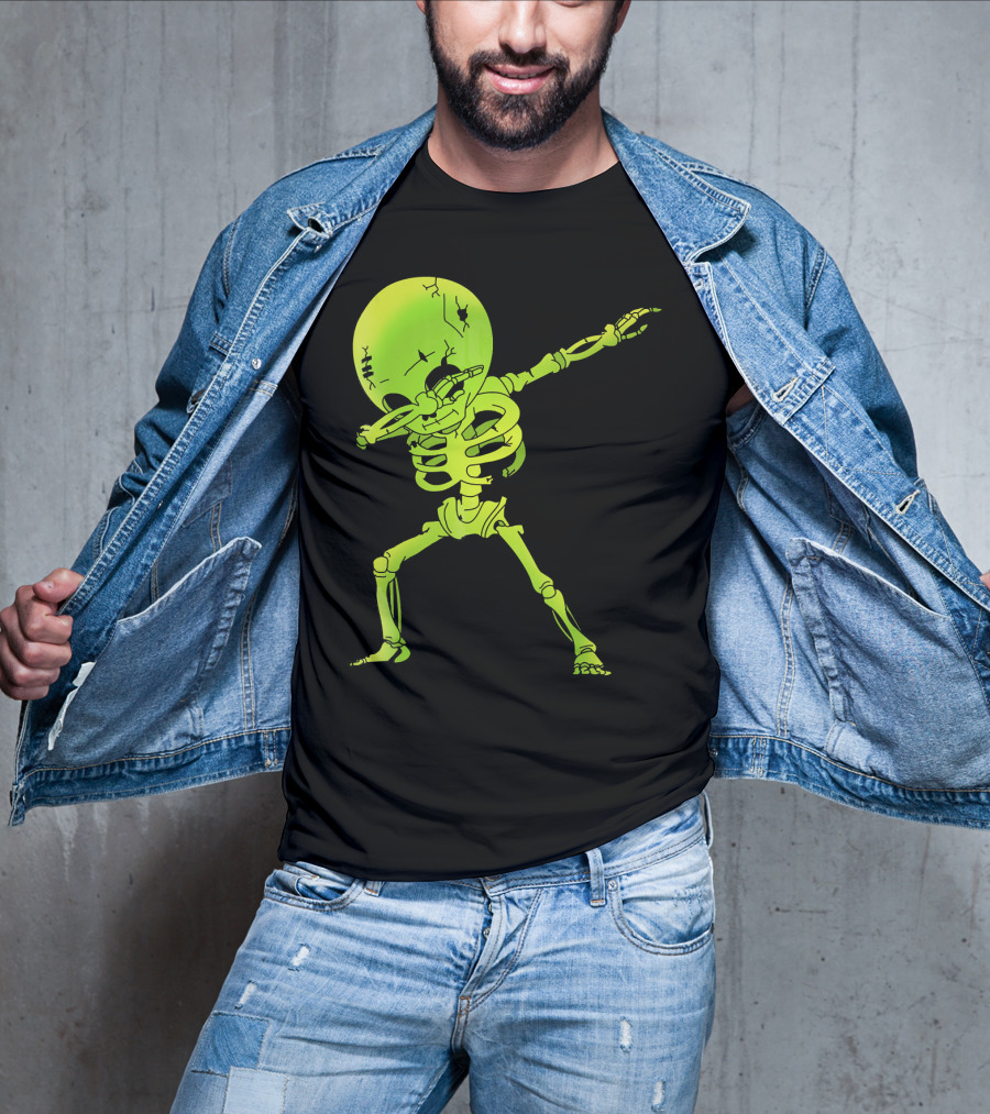 Skeleton Dabbing Zombie Halloween Moon T-Shirt