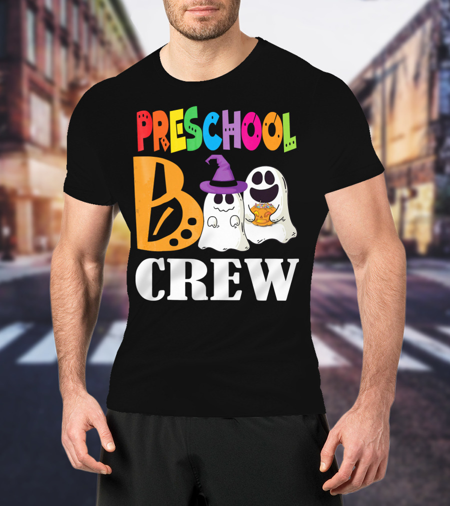 Preschool Boo Crew Smile Ghost Witch Pumpkin T-Shirt