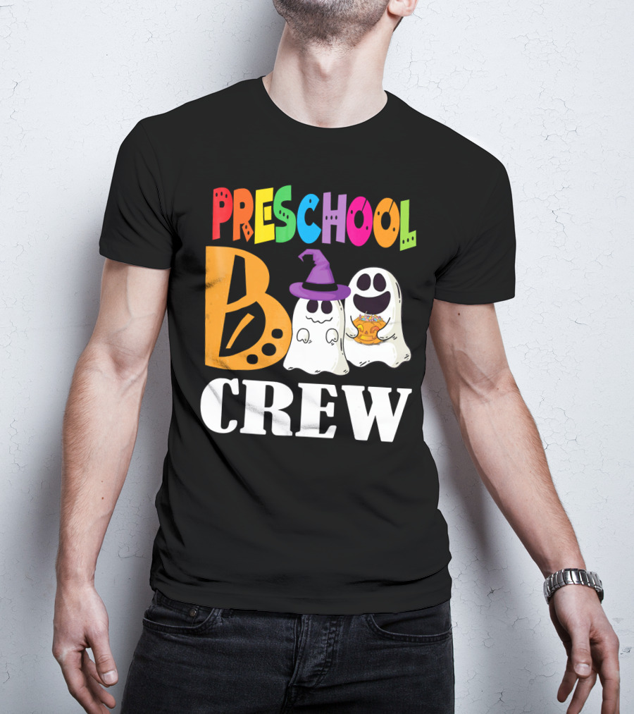 Preschool Boo Crew Smile Ghost Witch Pumpkin T-Shirt