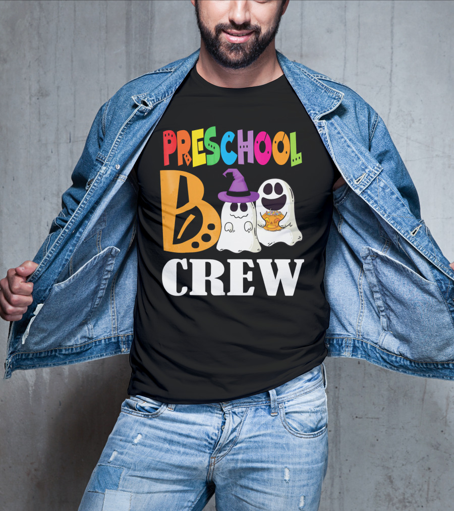 Preschool Boo Crew Smile Ghost Witch Pumpkin T-Shirt