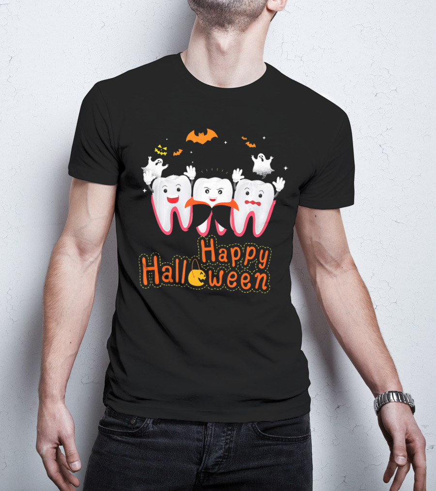 Happy Halloween Funny Ghosts And Teeth T-Shirt