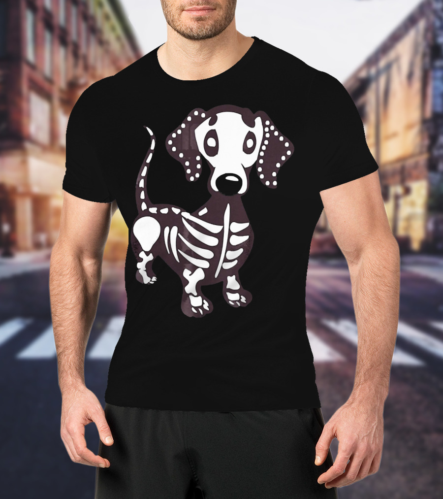 Dachshund Skeleton Skull Creepy Canine Bone T-Shirt