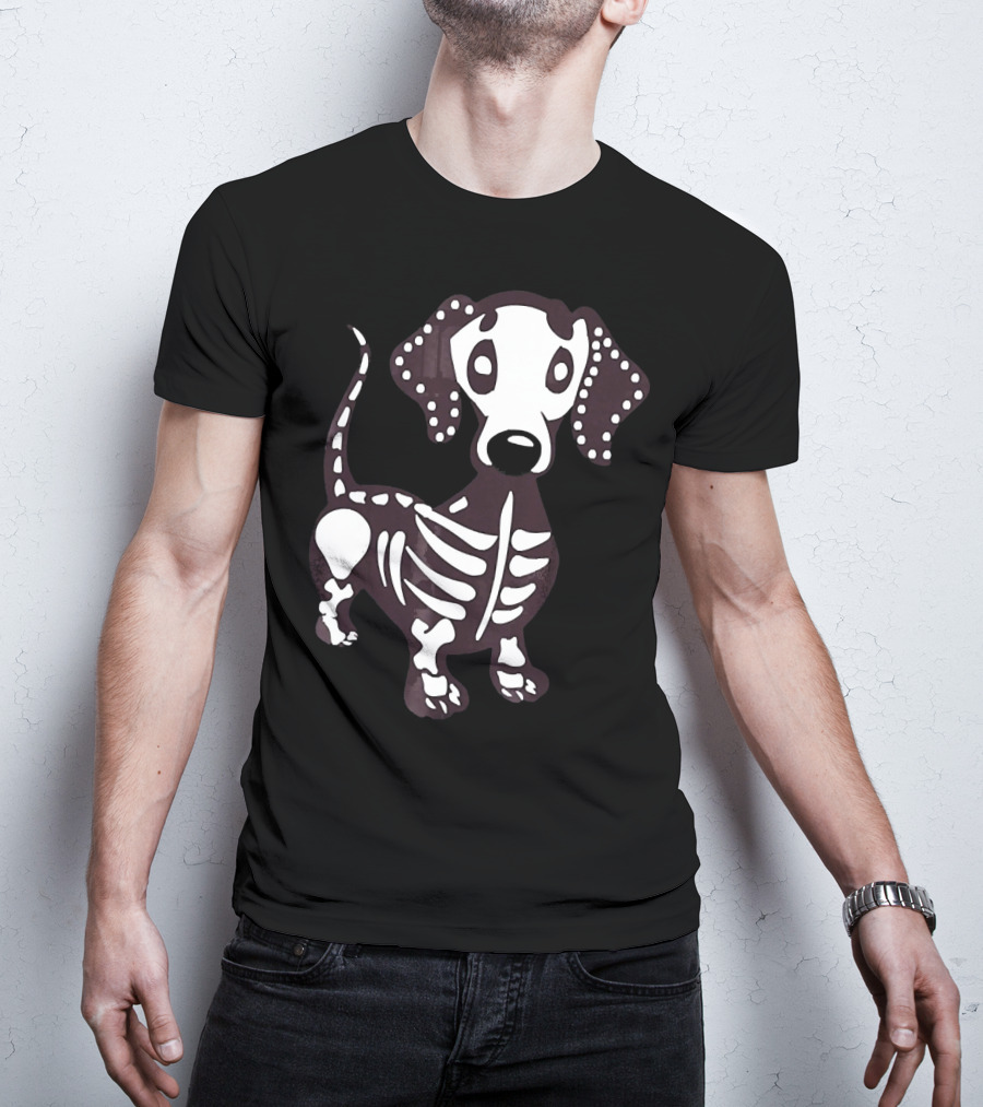 Dachshund Skeleton Skull Creepy Canine Bone T-Shirt