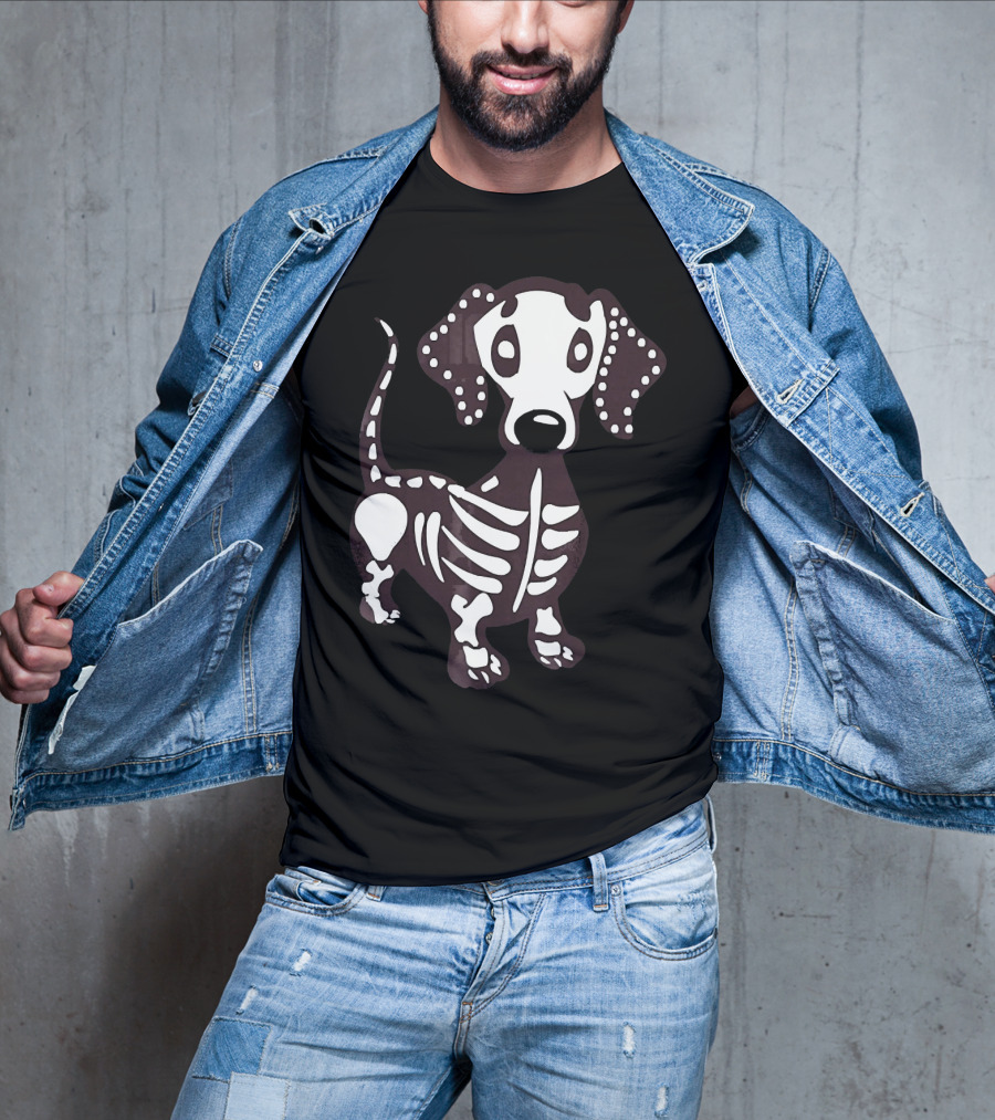 Dachshund Skeleton Skull Creepy Canine Bone T-Shirt