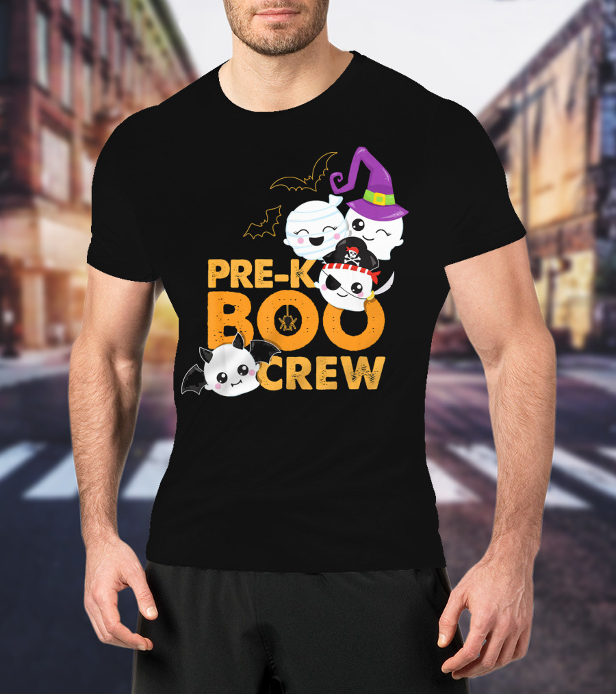 Pre-K Boo Crew Fun Halloween Teach Ghosts And Bats T-Shirt