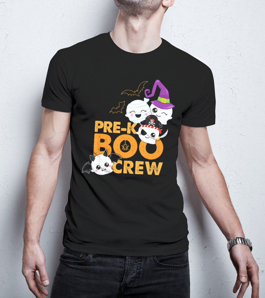 Pre-K Boo Crew Fun Halloween Teach Ghosts And Bats T-Shirt