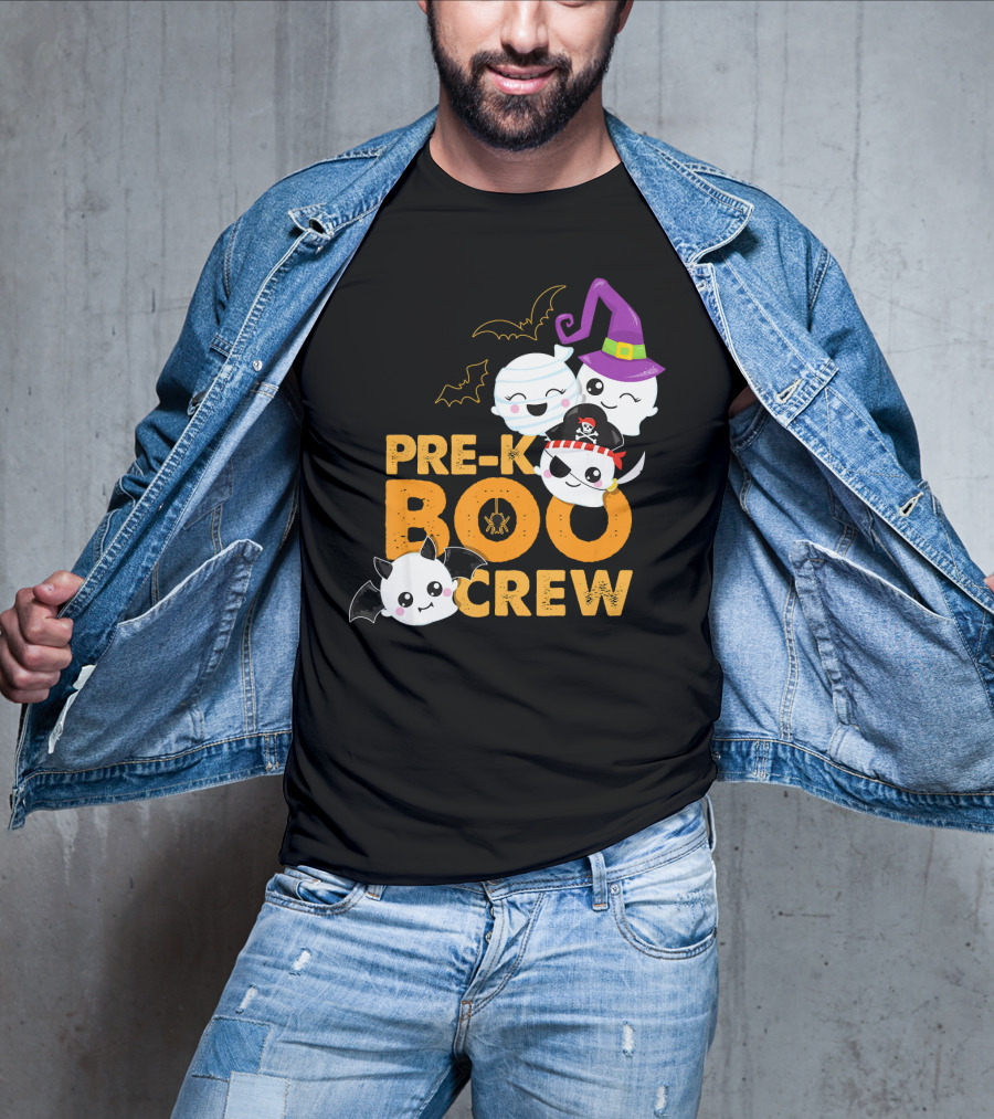 Pre-K Boo Crew Fun Halloween Teach Ghosts And Bats T-Shirt