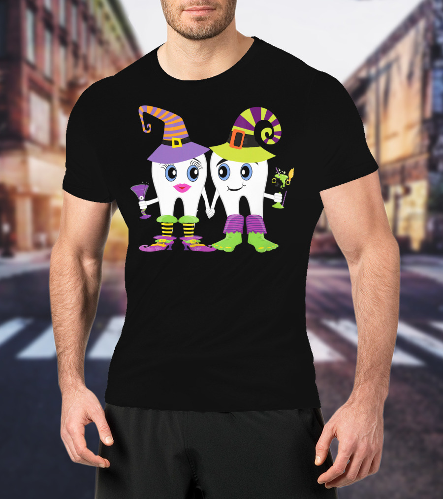 Witchy Tooth Couple Halloween Humor For Dentists T-Shirt