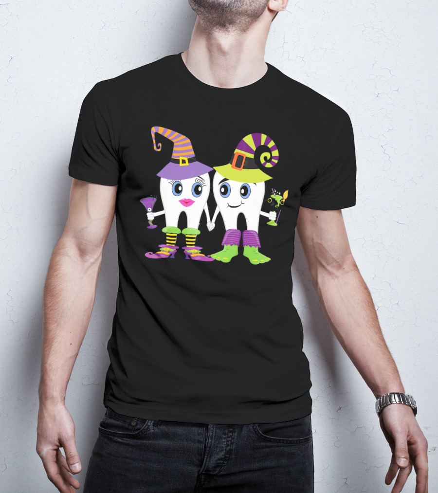 Witchy Tooth Couple Halloween Humor For Dentists T-Shirt