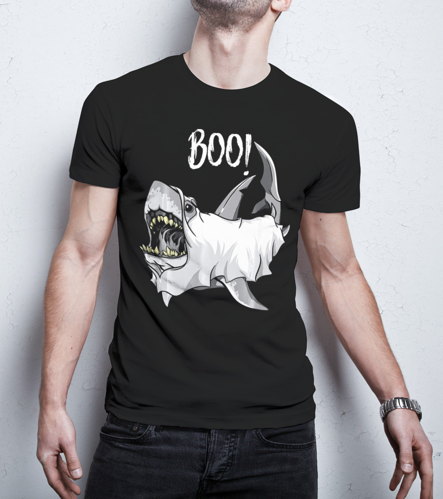 BOO Great White Shark Ghost T-Shirt