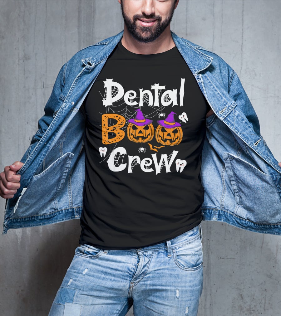 Dental Boo Crew Halloween Dental Humor Pumpkins Teeth Spiders T-Shirt