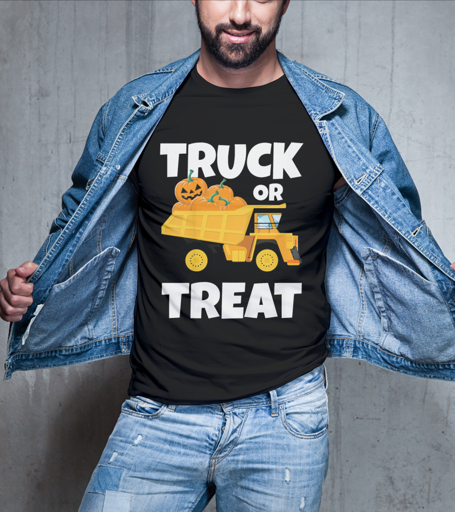 Kids Halloween Toddlers Boys Truck Or Treat Pumpkins T-Shirt