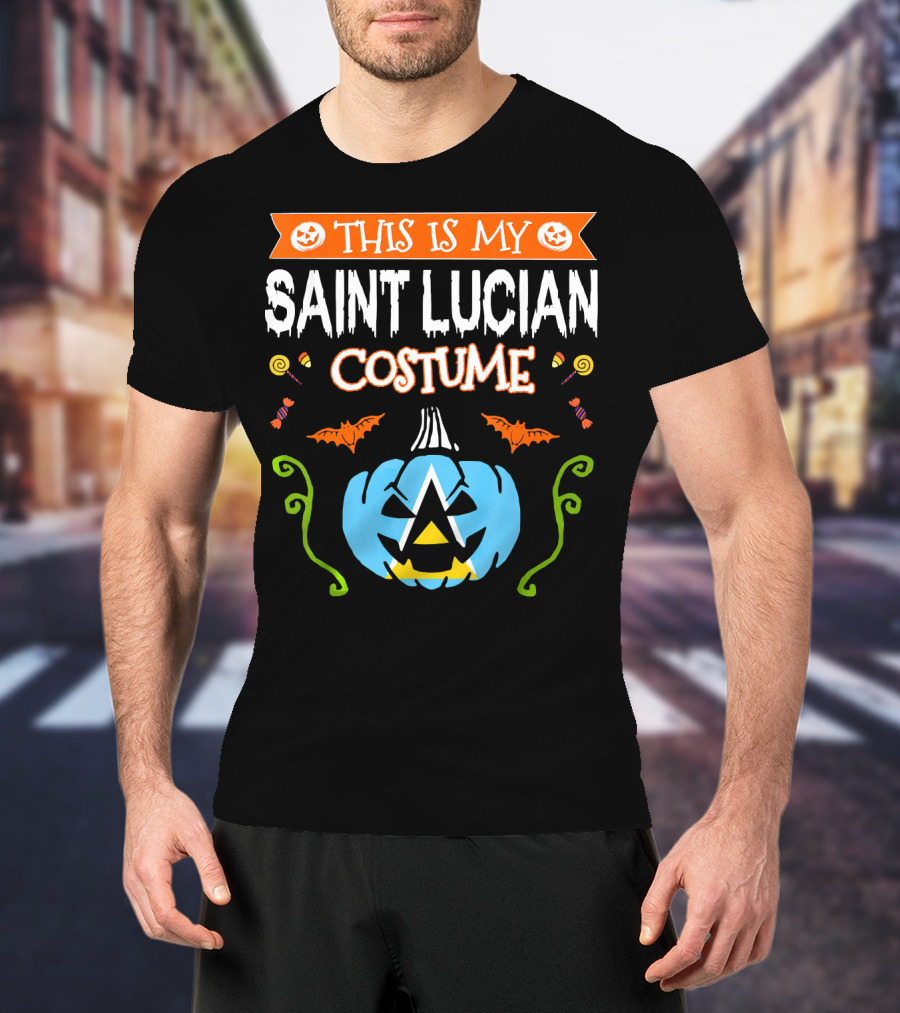 This Is My Saint Lucian Costume Halloween Pumpkin Bat T-Shirt