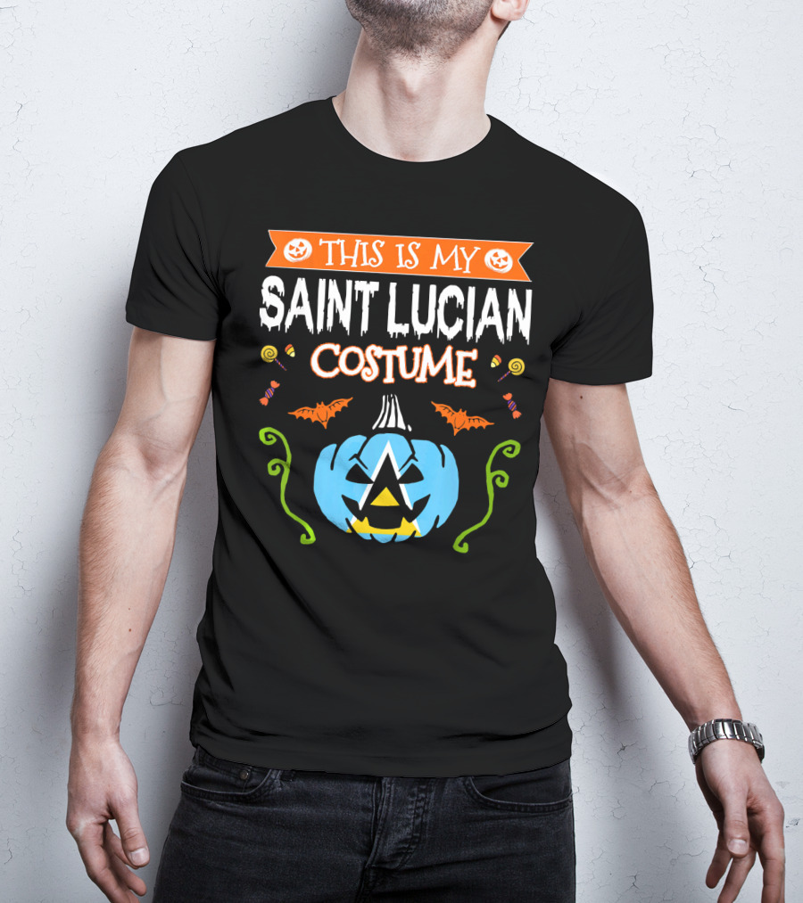 This Is My Saint Lucian Costume Halloween Pumpkin Bat T-Shirt