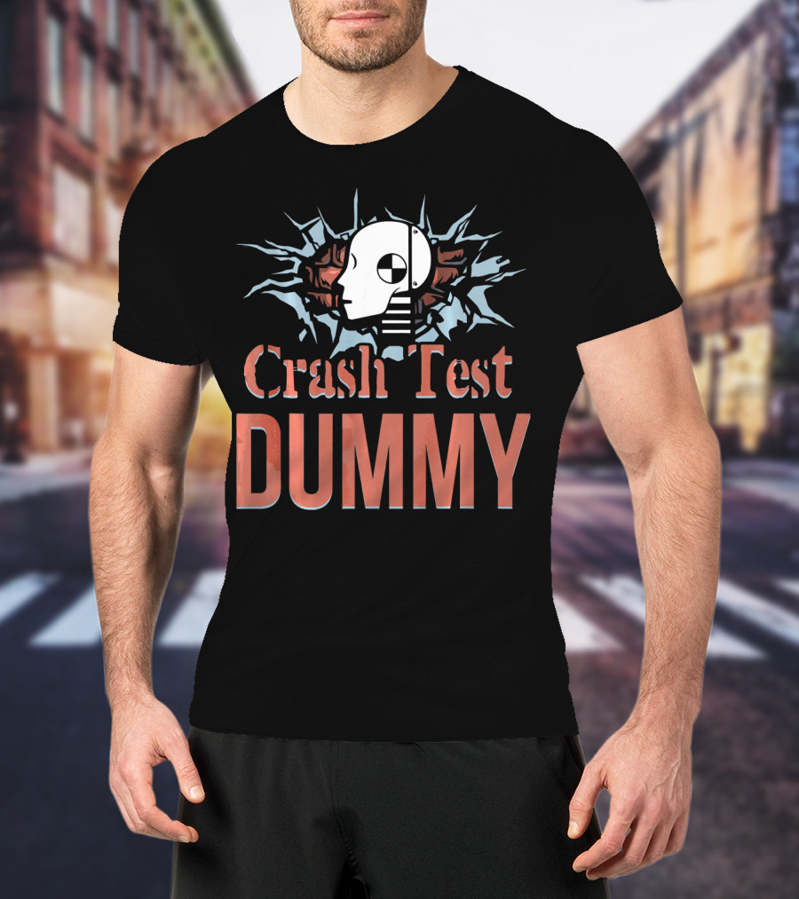 Crash Test Dummy Head Smashing Through Wall T-Shirt