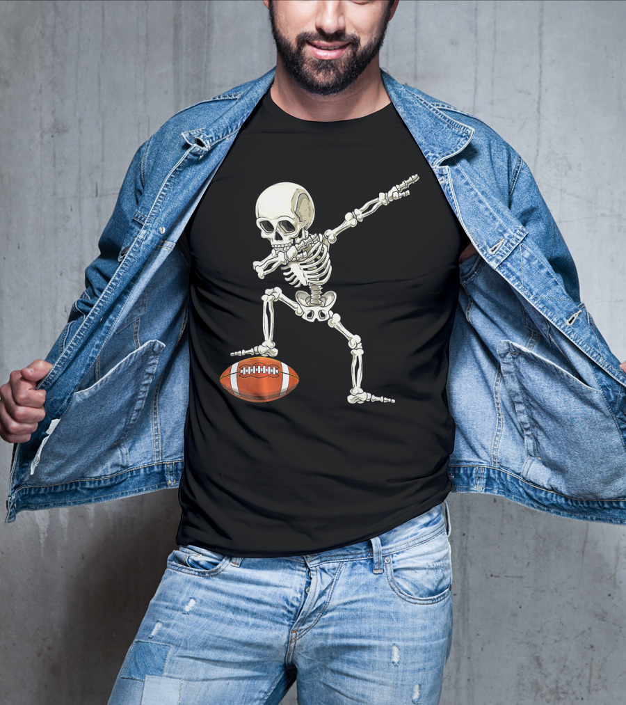 Dabbing Skeleton With Football Pose T-Shirt