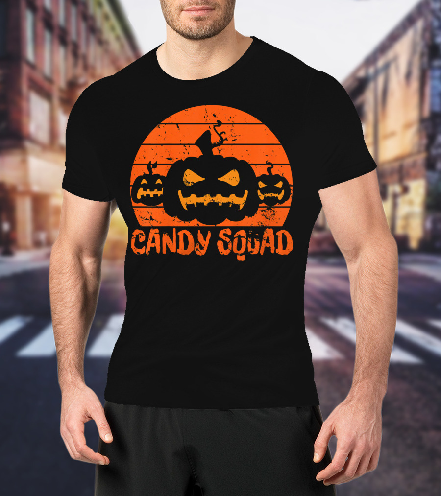 Candy Squad Scary Pumpkin Trick Halloween T-Shirt