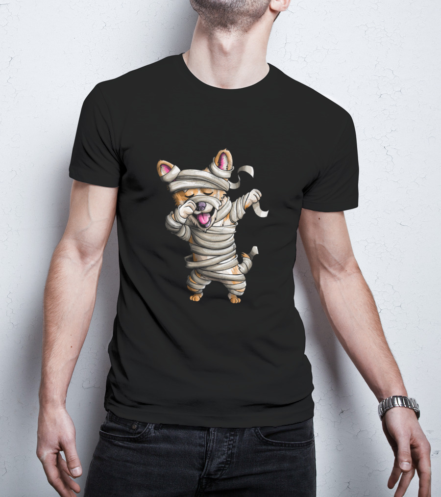 Cute Halloween Mummy Corgi Dabbing T-Shirt