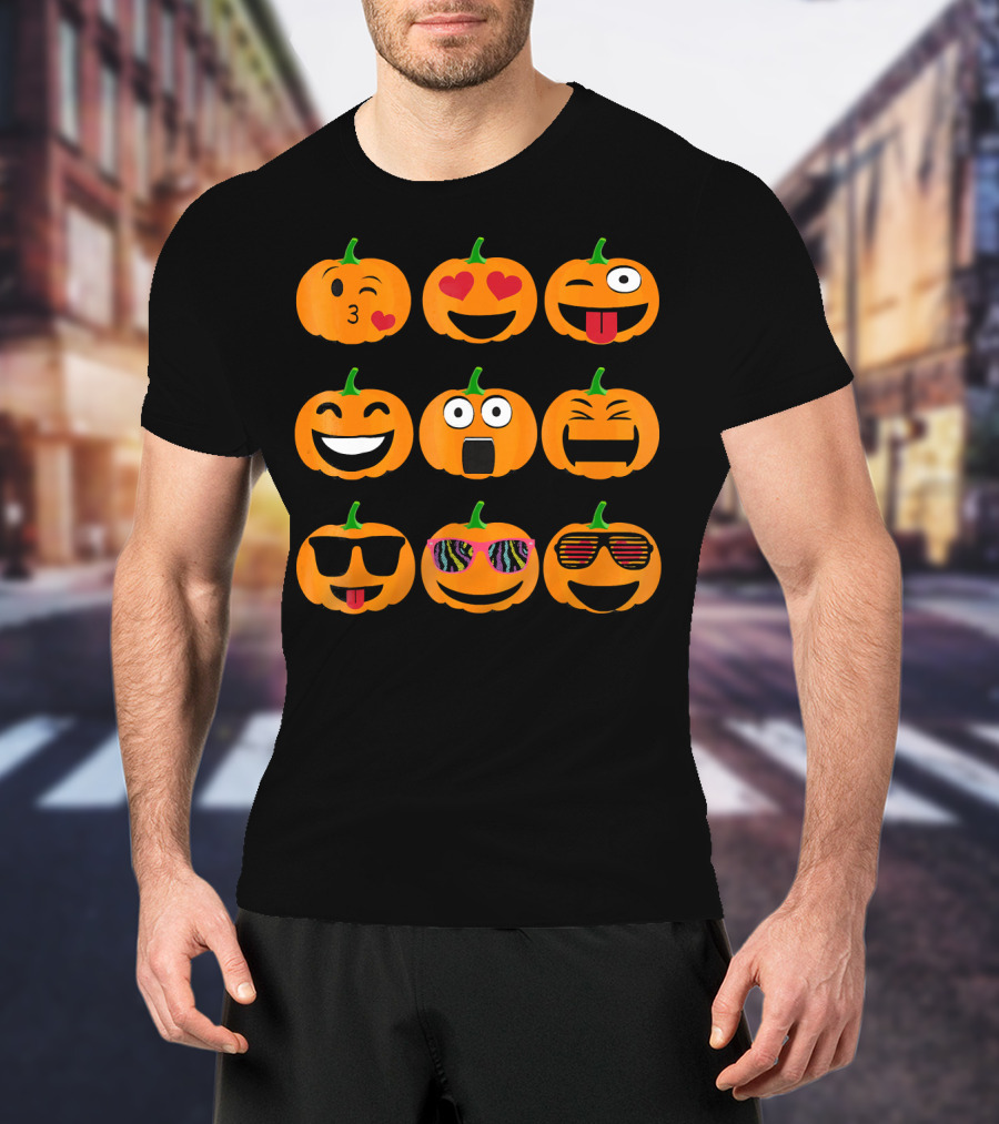 Emoji Pumpkin Jack O Lantern Expressions T-Shirt