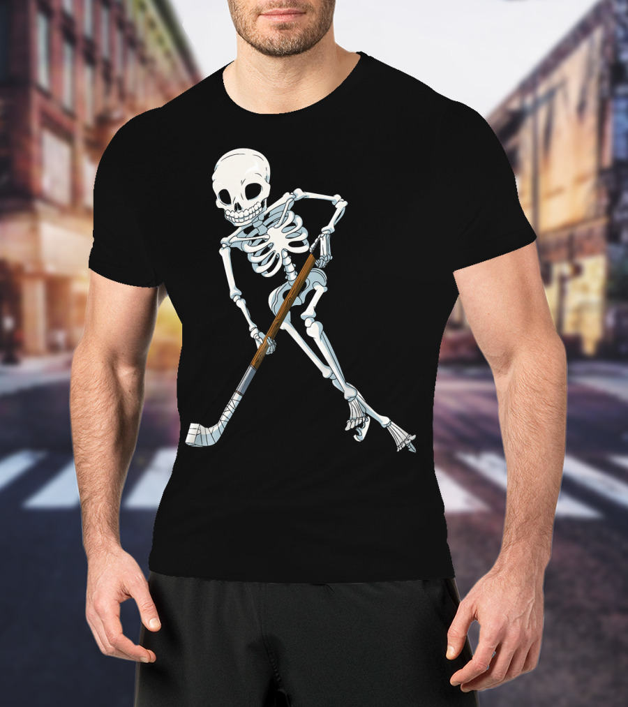 Skeleton Hockey Player Iconic Skating Pose T-Shirt